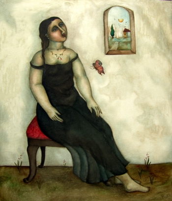 thinking
680 x 800 mm tempera on canvas   - SOLD 
